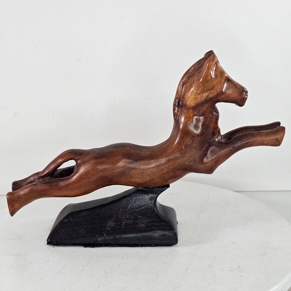 Handcrafted Wooden Horse Sculpture Jumping By W.L. Bill Payne Oklahoma Folk Art - Picture 2 of 11